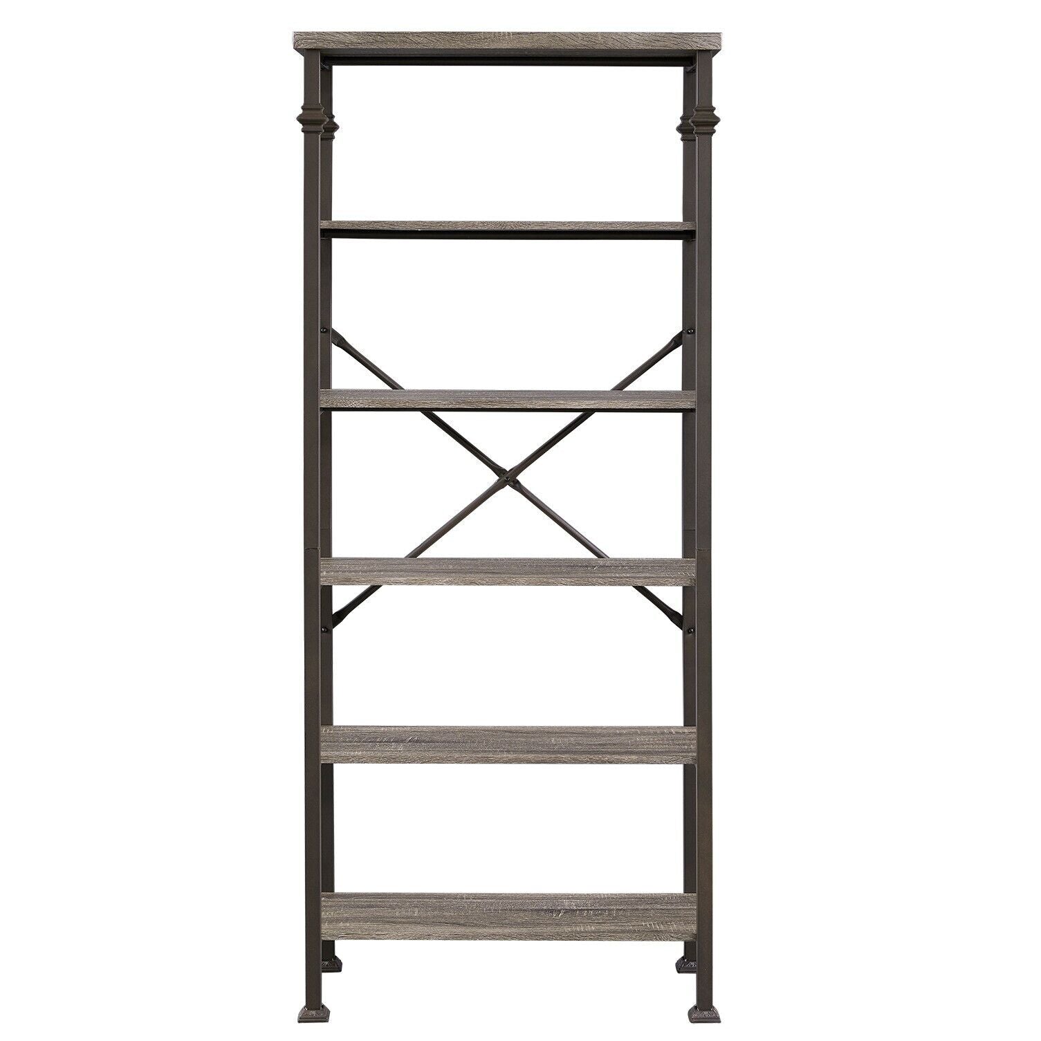 6-Tier Rustic Industrial Bookshelf Bookcase