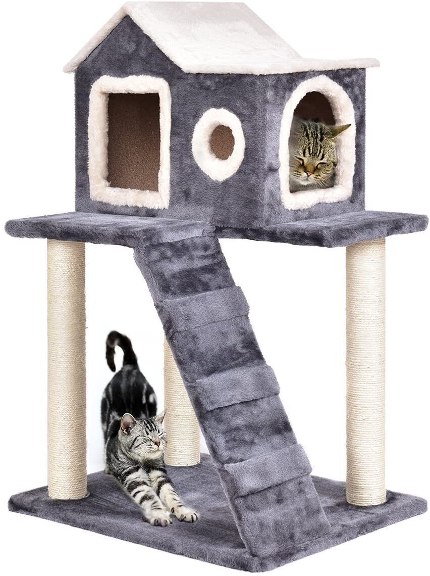 Cat Condo Tower Multi-Level Cat Tree Scratching Posts and Ladder Toy
