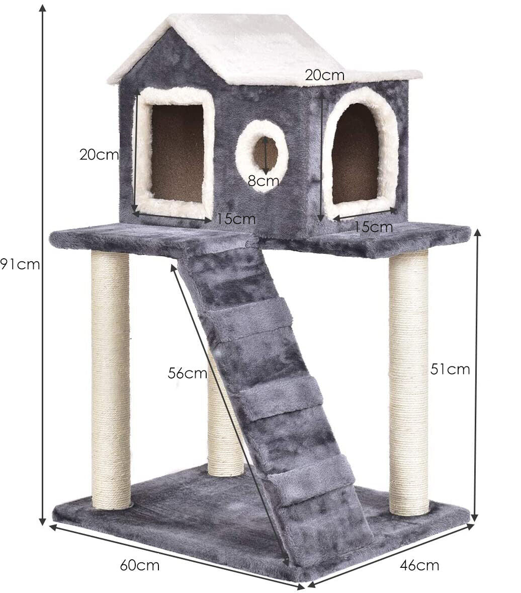 Cat Condo Tower Multi-Level Cat Tree Scratching Posts and Ladder Toy