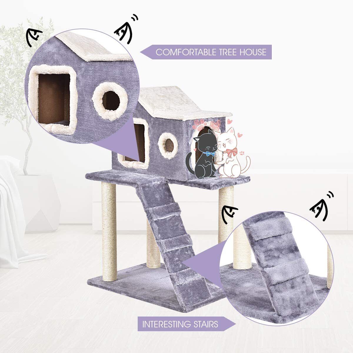 Cat Condo Tower Multi-Level Cat Tree Scratching Posts and Ladder Toy