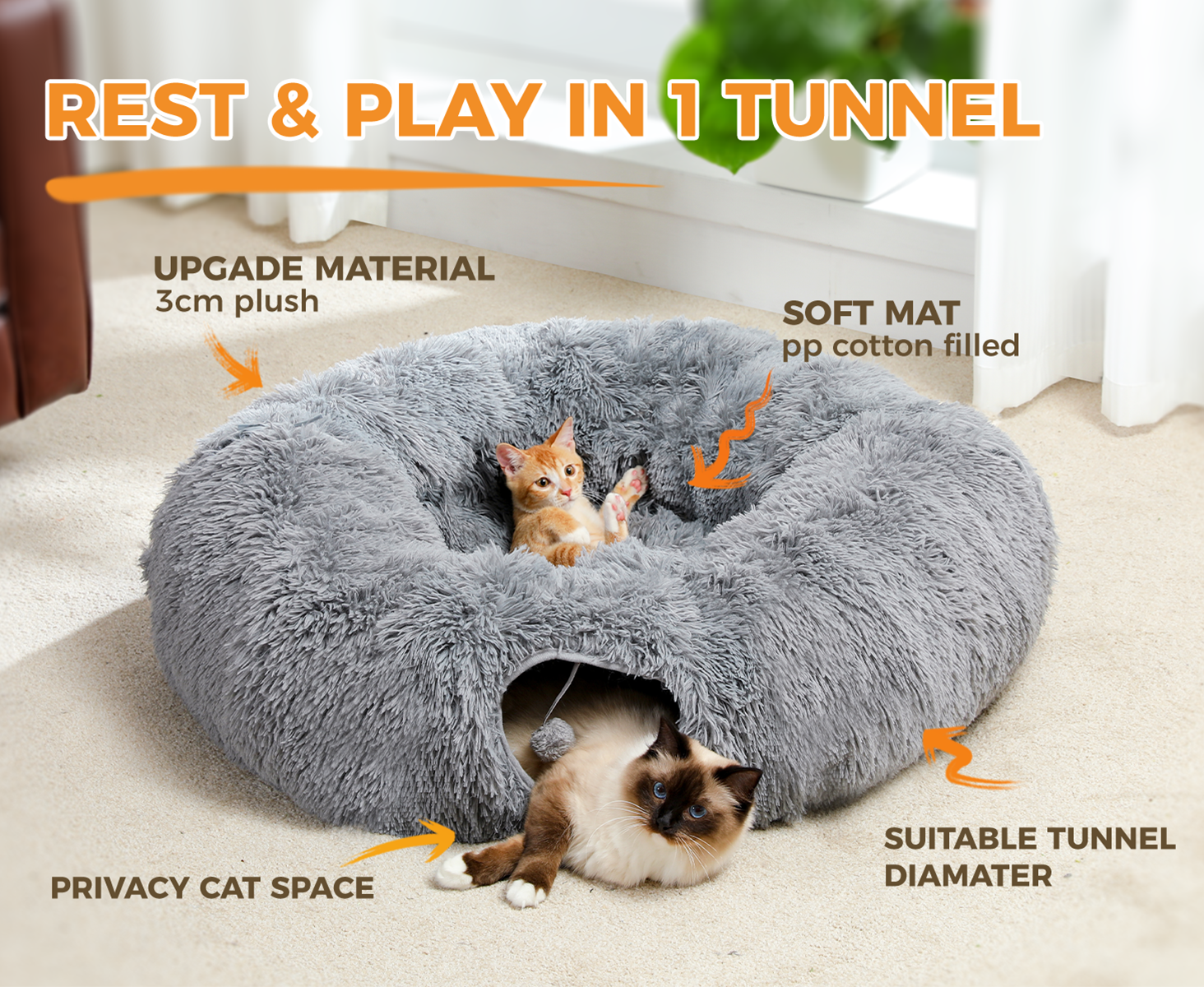 Premium Cat Tunnel Tube Rabbit Toys Foldable Exercise Pet Kitten Tunnel Toys