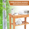 Bamboo Shower Seat Bench Bathroom Spa Organizer Stool With Storage Shelf