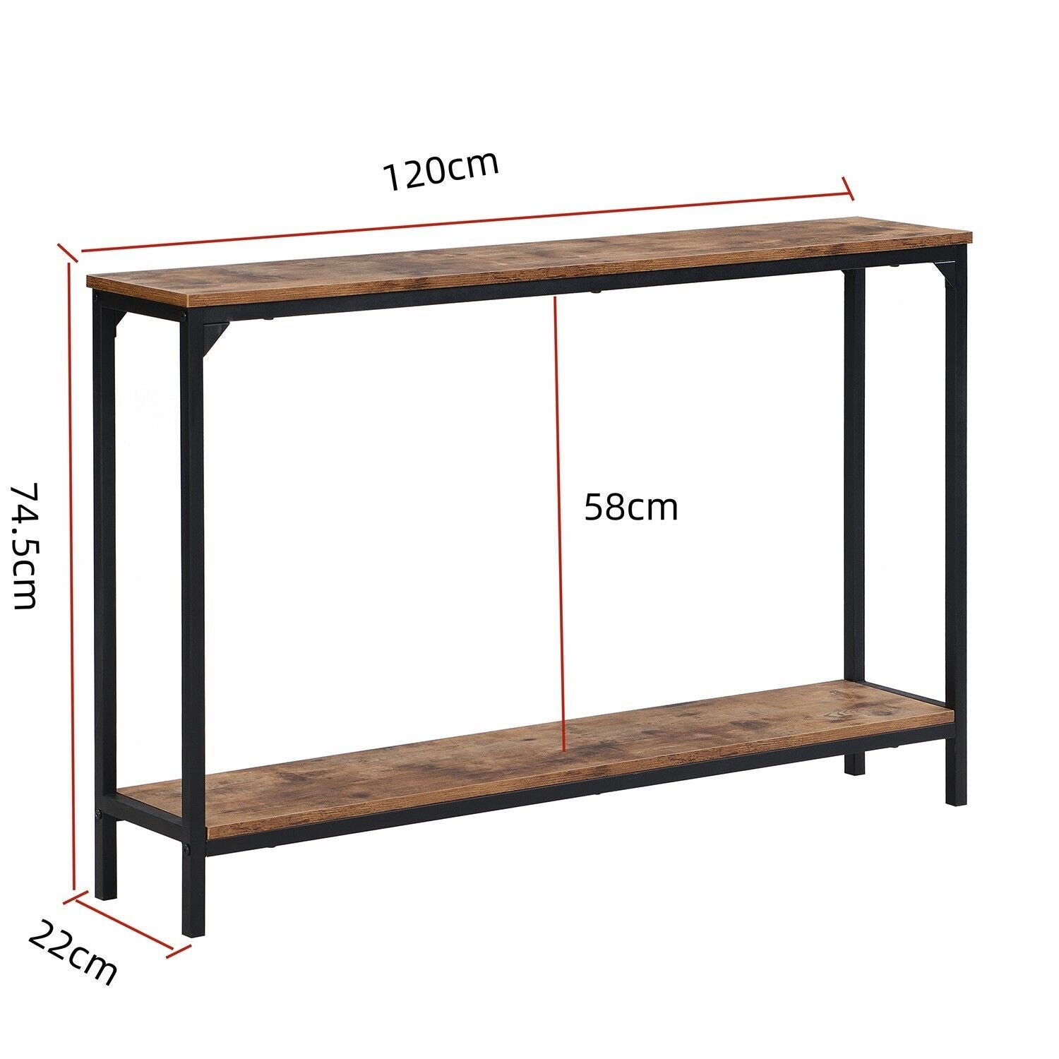 Rustic Industrial Narrow Console Table Entryway Table
