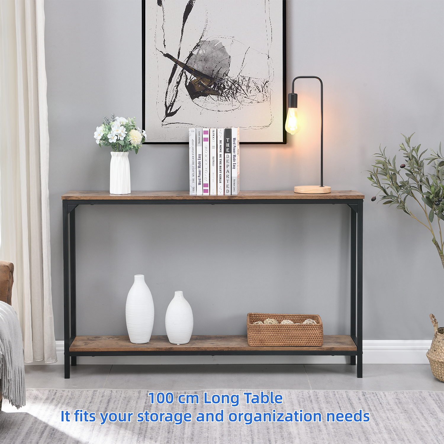 Rustic Industrial Narrow Console Table Entryway Table
