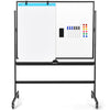 120cm x 90cm Mobile Magnetic Double-Sided Reversible Whiteboard- Black
