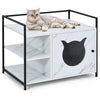 2IN1 Cat Litter Box Enclosure Kitty Hidden Cat Side Table Storage Shelf