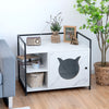2IN1 Cat Litter Box Enclosure Kitty Hidden Cat Side Table Storage Shelf