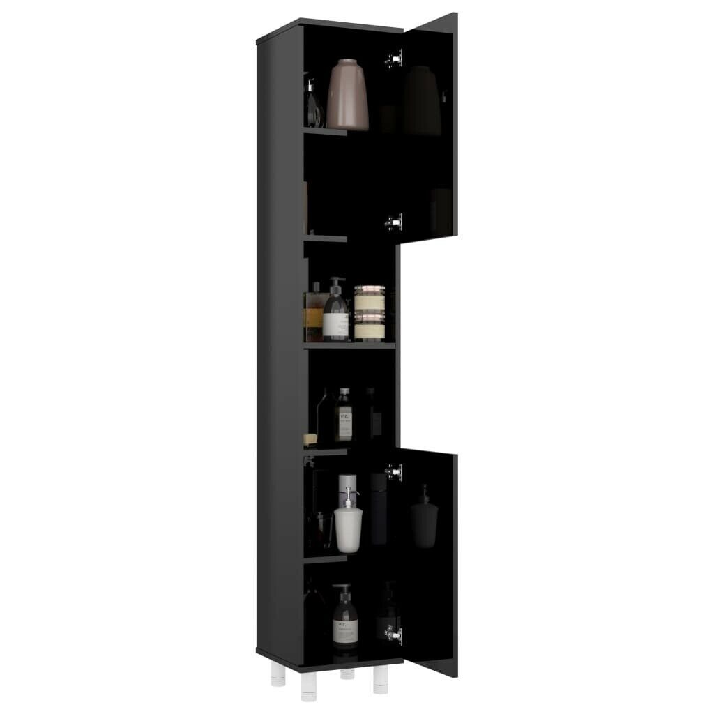 Bathroom Cabinet High Gloss Black Chipboard 30x30x179 cm