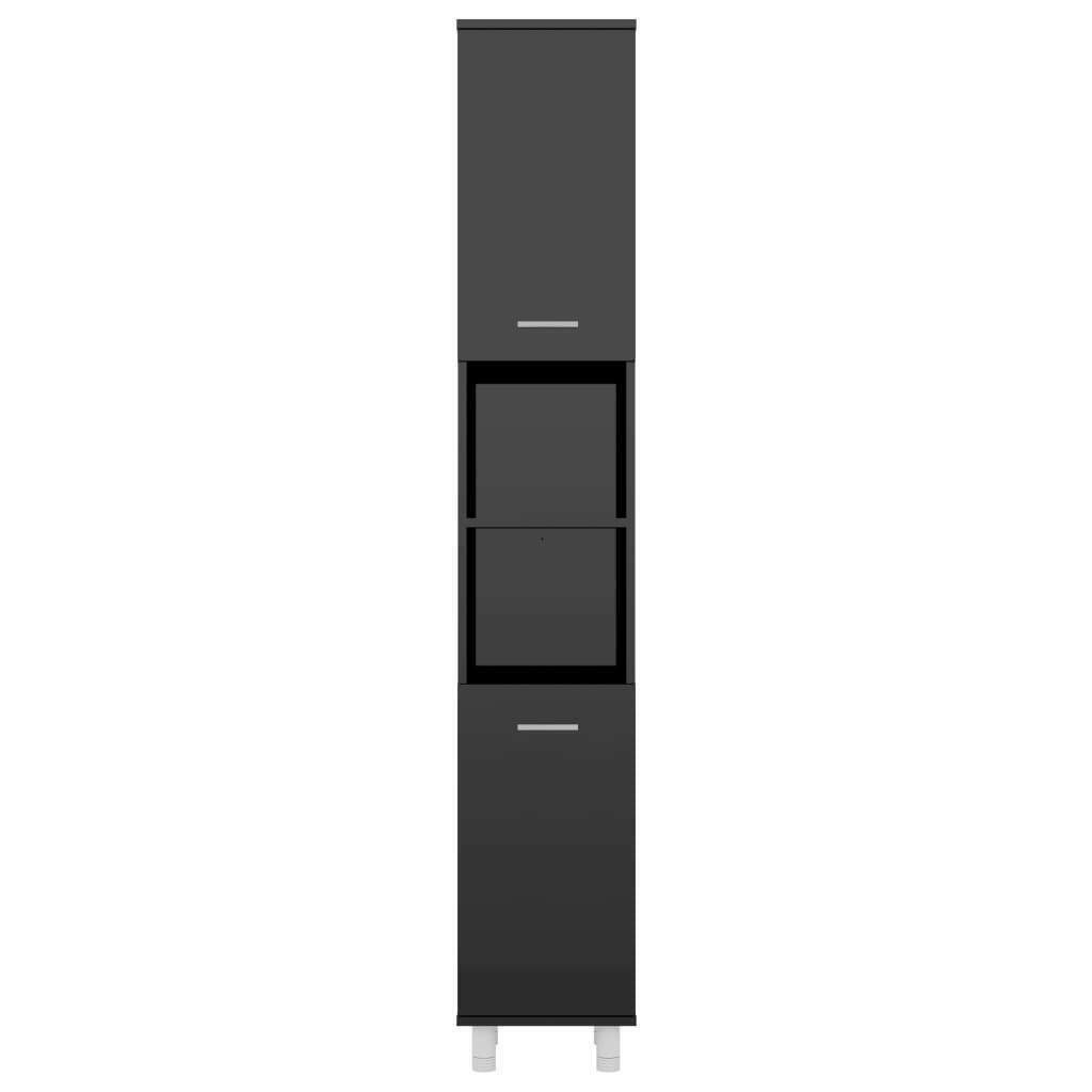Bathroom Cabinet High Gloss Black Chipboard 30x30x179 cm