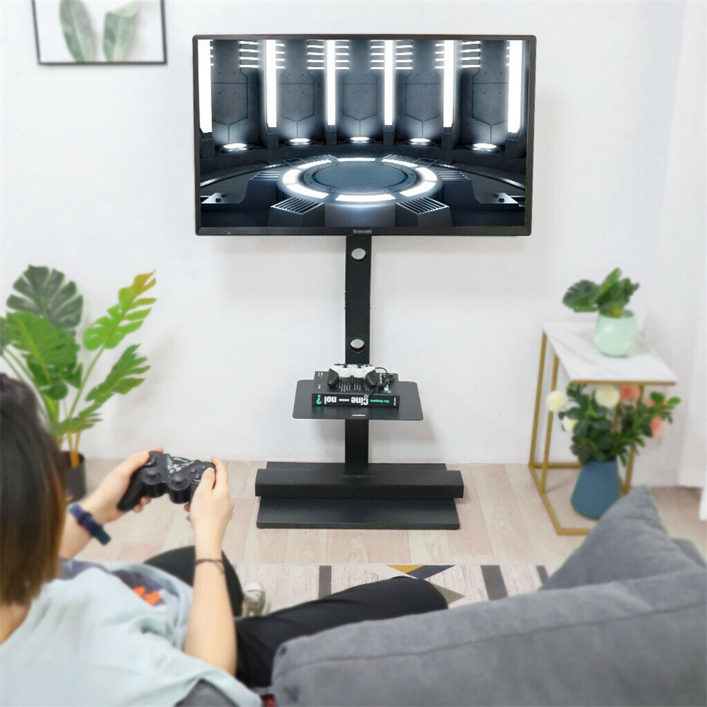 Height Adjustable 32 to 65 inch TV Floor Stand with Swivel Mount Bracket Shelf