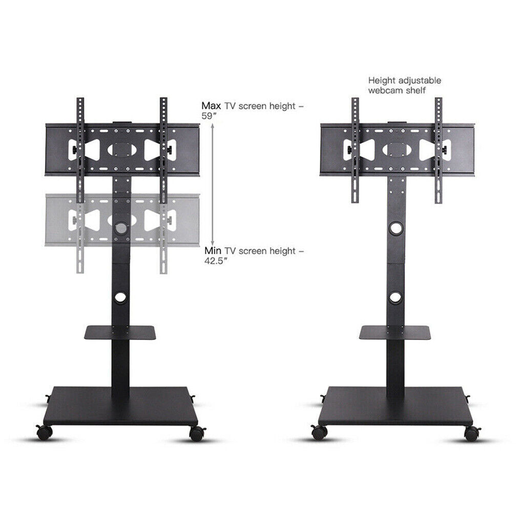 Rolling Trolley TV Floor Stand Portable Television w /Swivel VESA Brac ...