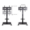 Rolling Trolley TV Floor Stand Portable Television w /Swivel VESA Bracket 32-70