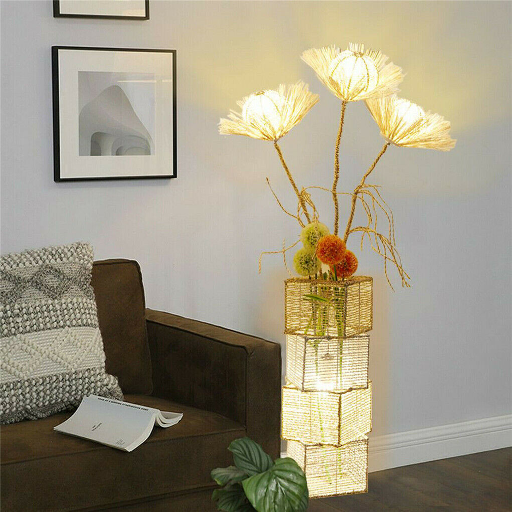 130CM LED Dimmable Standing Floor Lamp Flower Rattan Decor