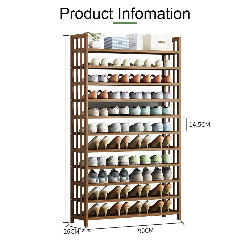 Multi-Tier Tower Bamboo Wooden Shoe Rack Organizer