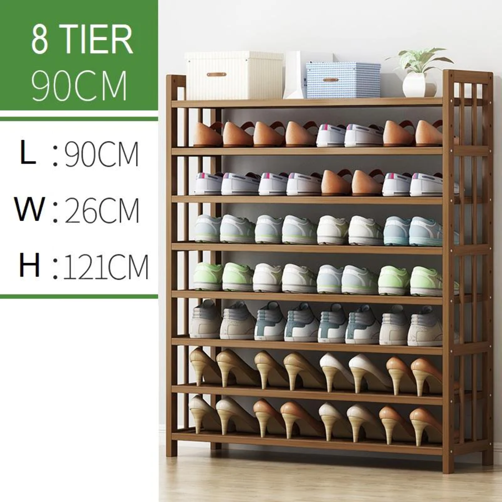 Multi-Tier Tower Bamboo Wooden Shoe Rack Organizer