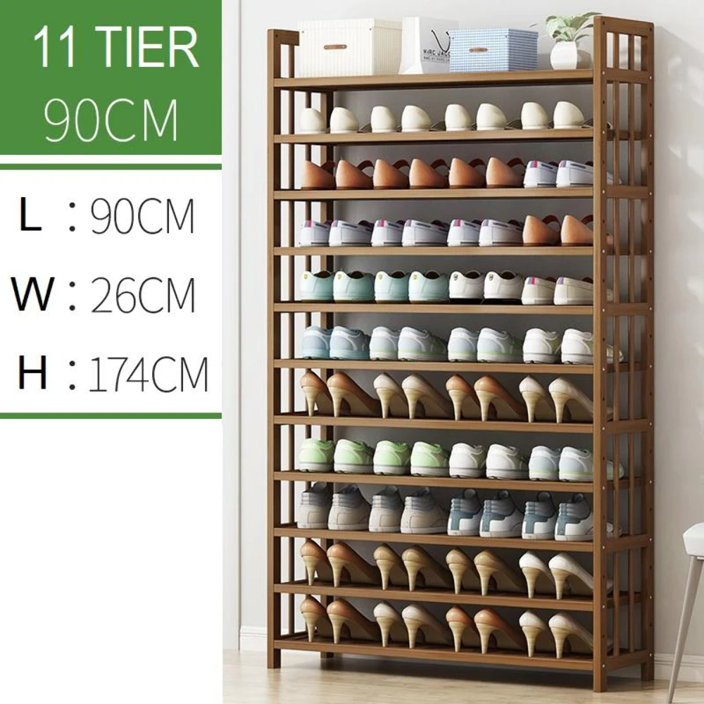 Multi-Tier Tower Bamboo Wooden Shoe Rack Organizer