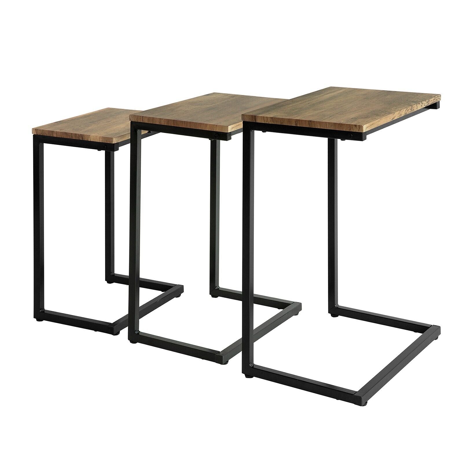 Set of 3 Side Tables Industrial Style Bedside Sofa Side End Table