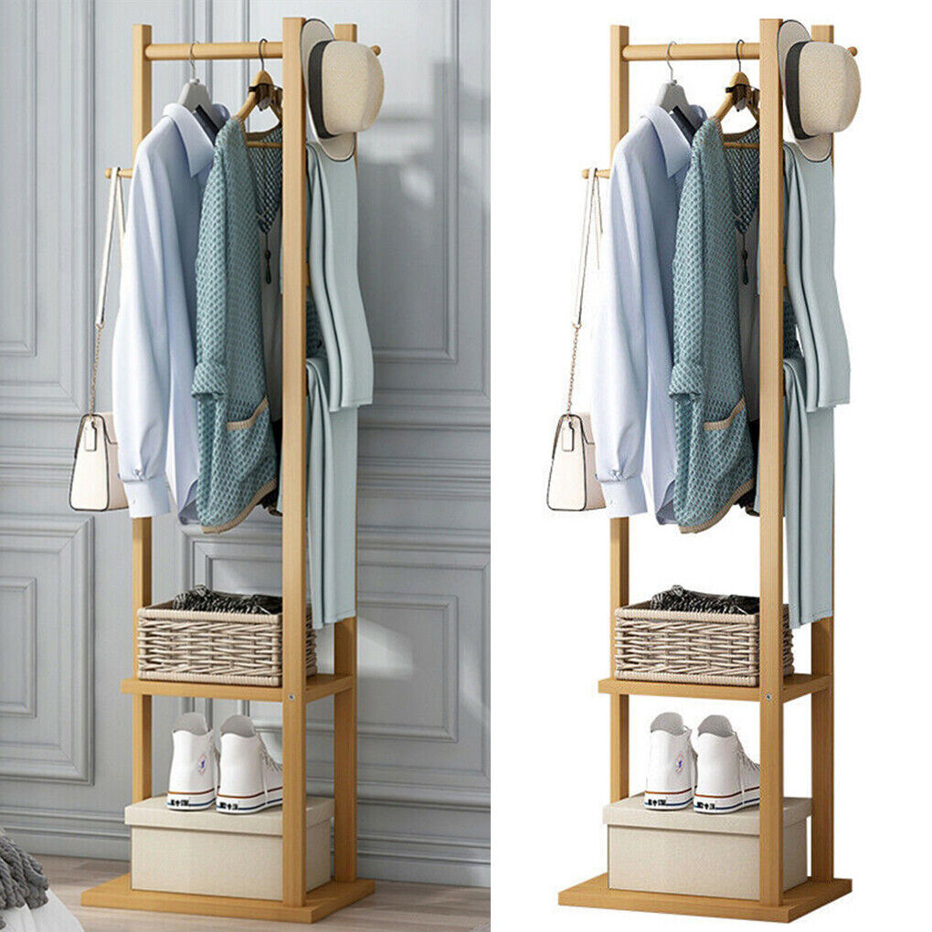 Bamboo Garment Coat Clothes Stand Rack Hat Shoe