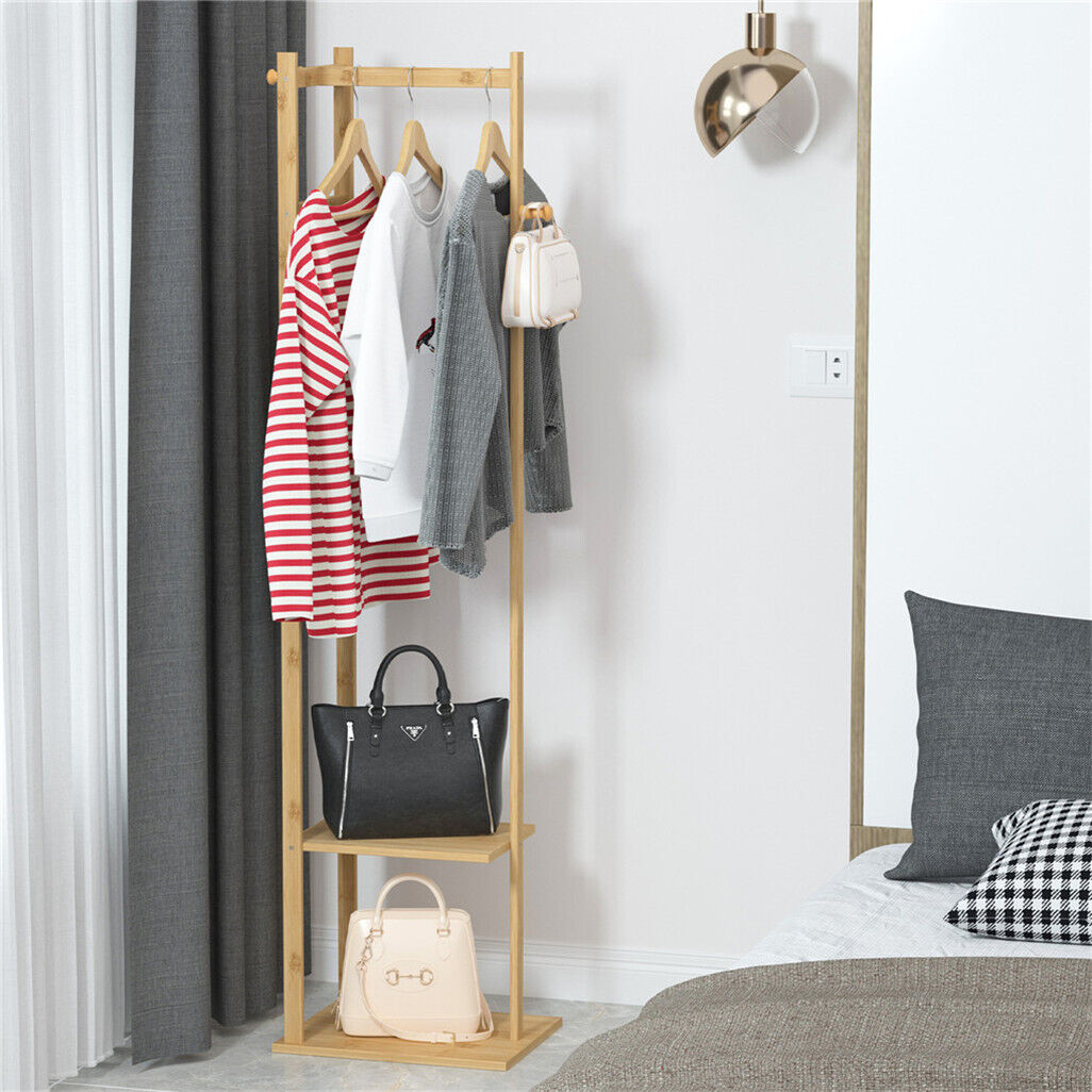 Bamboo Garment Coat Clothes Stand Rack Hat Shoe