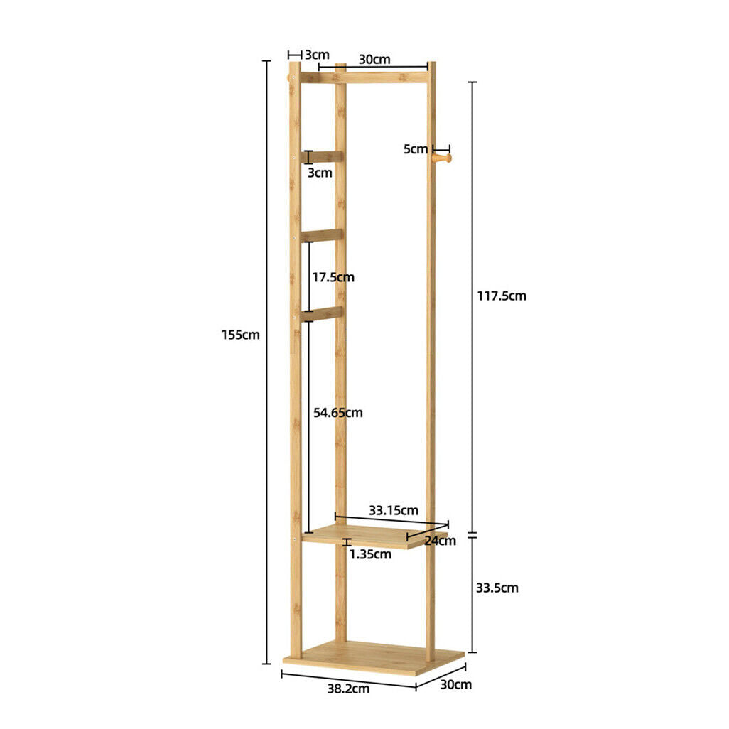 Bamboo Garment Coat Clothes Stand Rack Hat Shoe