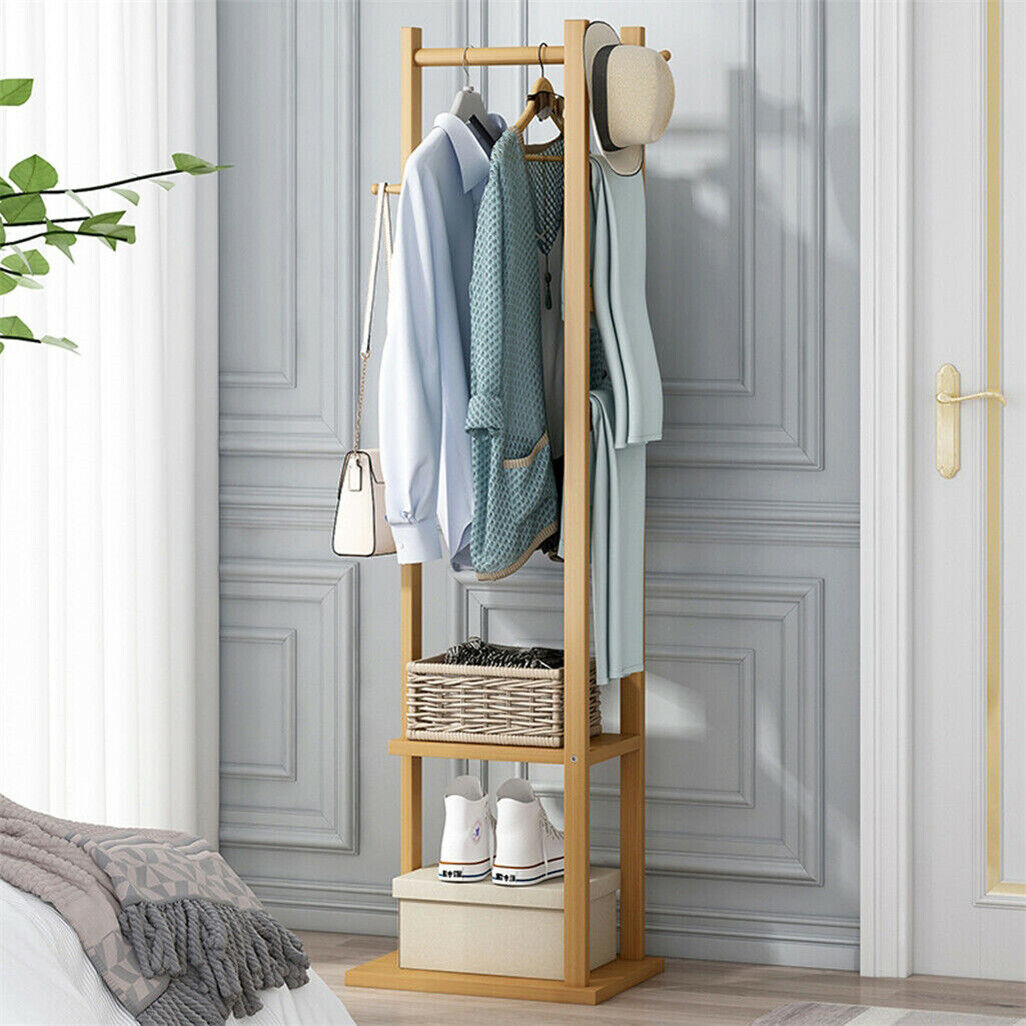 Bamboo Garment Coat Clothes Stand Rack Hat Shoe