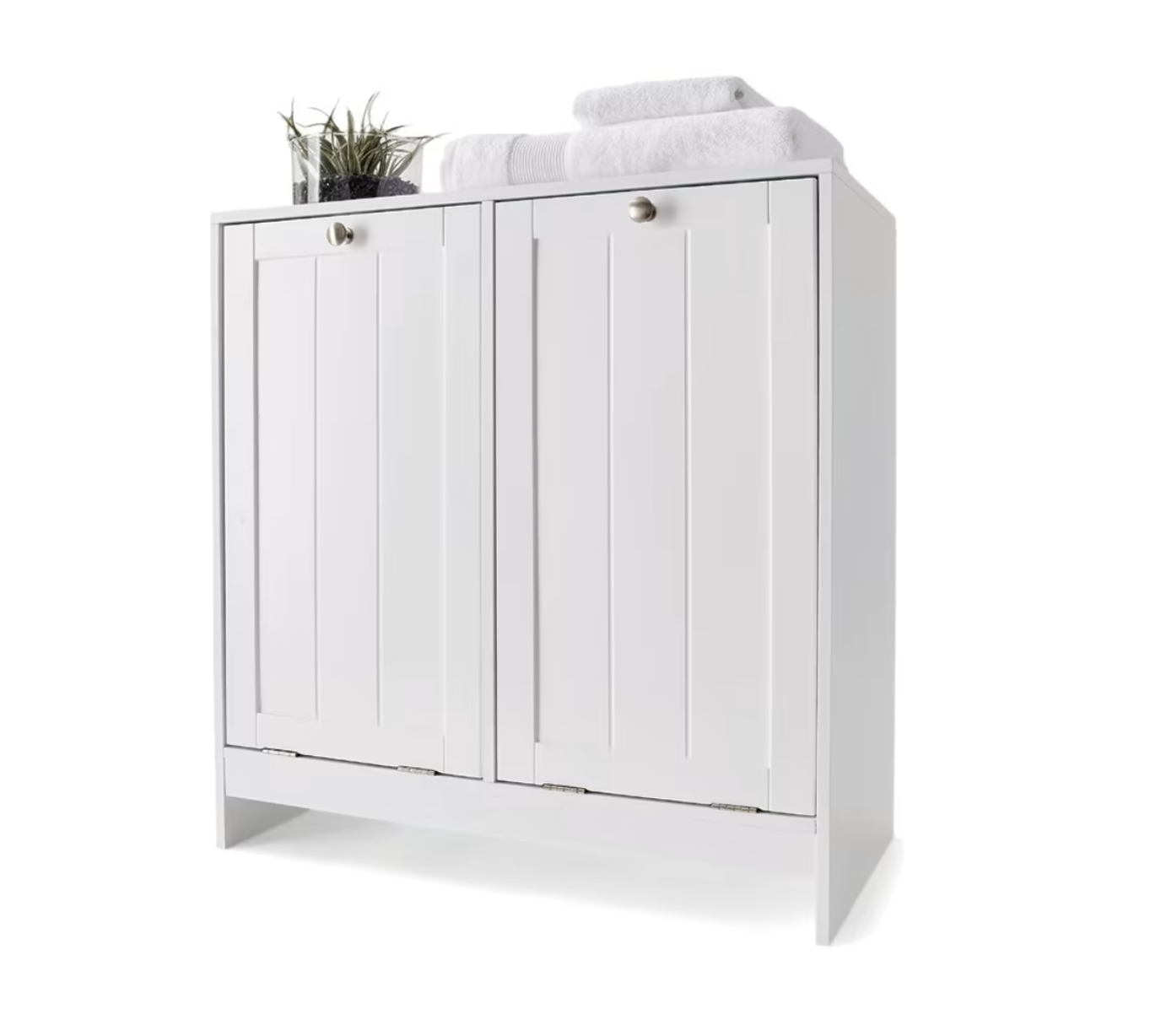 Double Door Laundry Cabinet Tilt-out Laundry Hamper Storage Cabinet