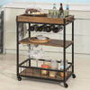 Kitchen Trolley with Wine Rack Glass Rack and Serving Tray