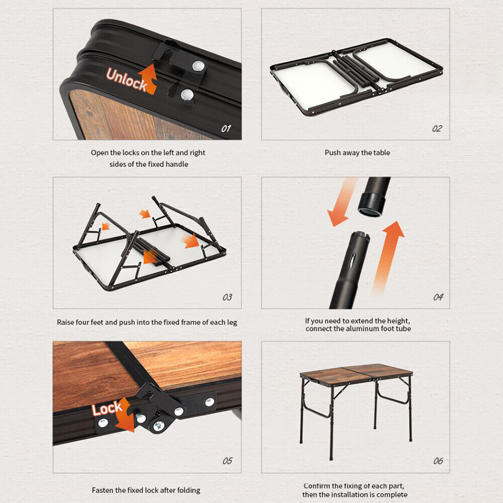 Retro Foldable Portable Camping Table Desk