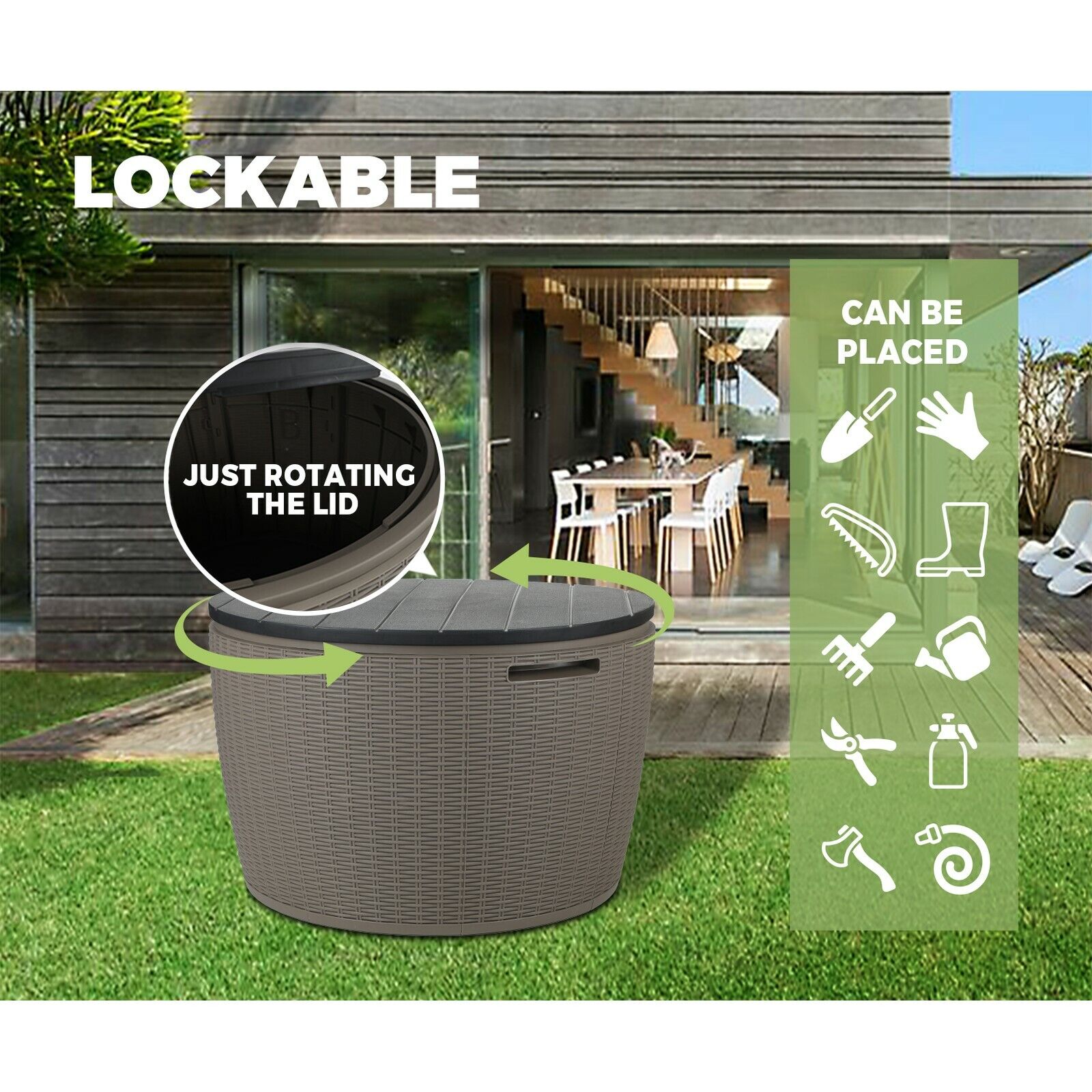 Outdoor Storage Box Lockable Tool Organizer