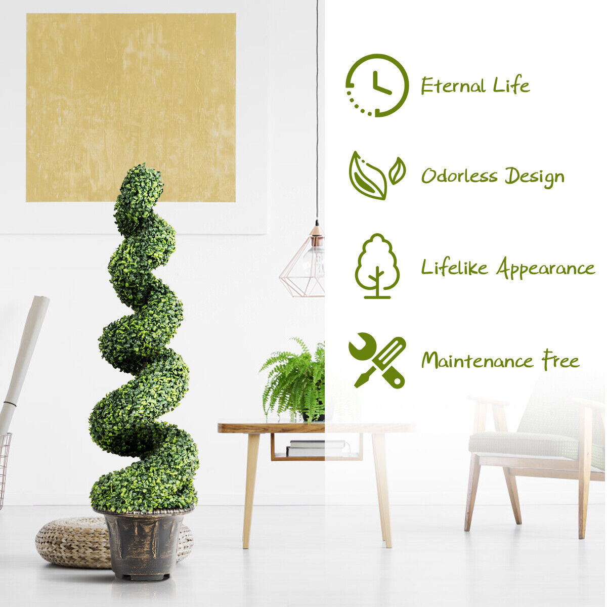 2Pcs 1.18 m Artificial Boxwood Spiral Faux Tree Plants