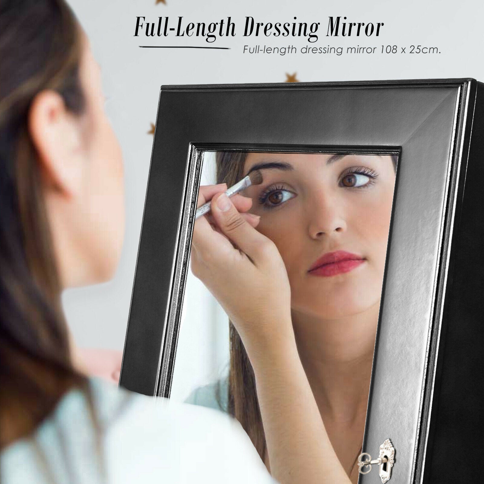 Mirror Jewellery Cabinet Storage Organizer Box Makeup BLACK