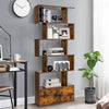 183cm S shape Bookcase Display Shelf Tall Bookshelf Storage Cabinet Rustic