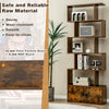 183cm S shape Bookcase Display Shelf Tall Bookshelf Storage Cabinet Rustic