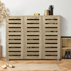 3 Doors 30 Pairs Wooden Shoes Cabinet Storage Rack Organizer Shelf