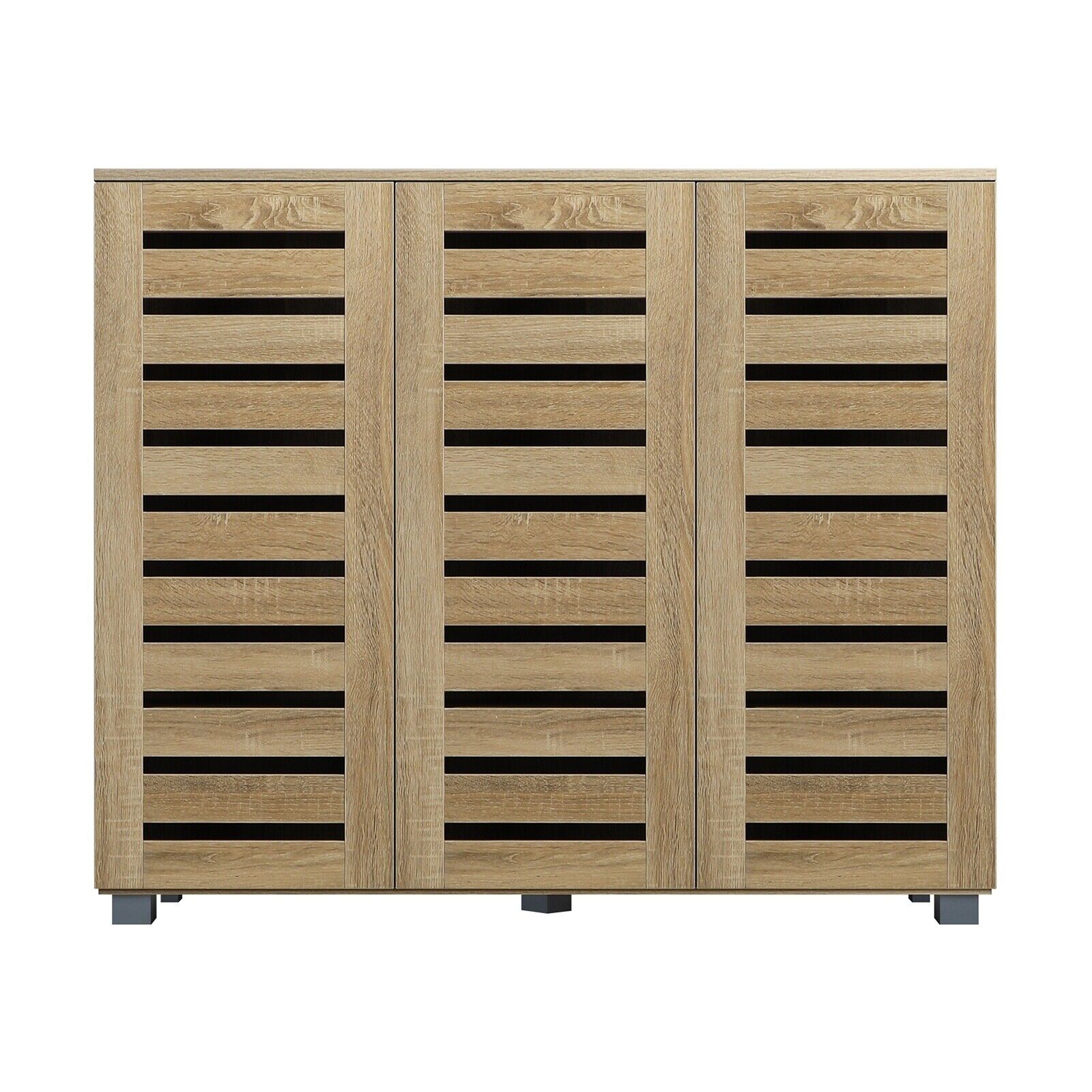 3 Doors 30 Pairs Wooden Shoes Cabinet Storage Rack Organizer Shelf