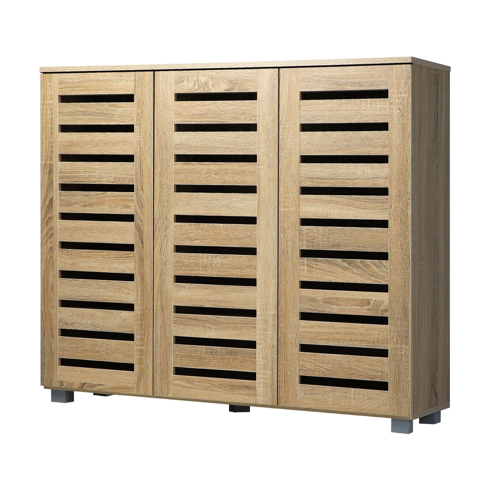 3 Doors 30 Pairs Wooden Shoes Cabinet Storage Rack Organizer Shelf