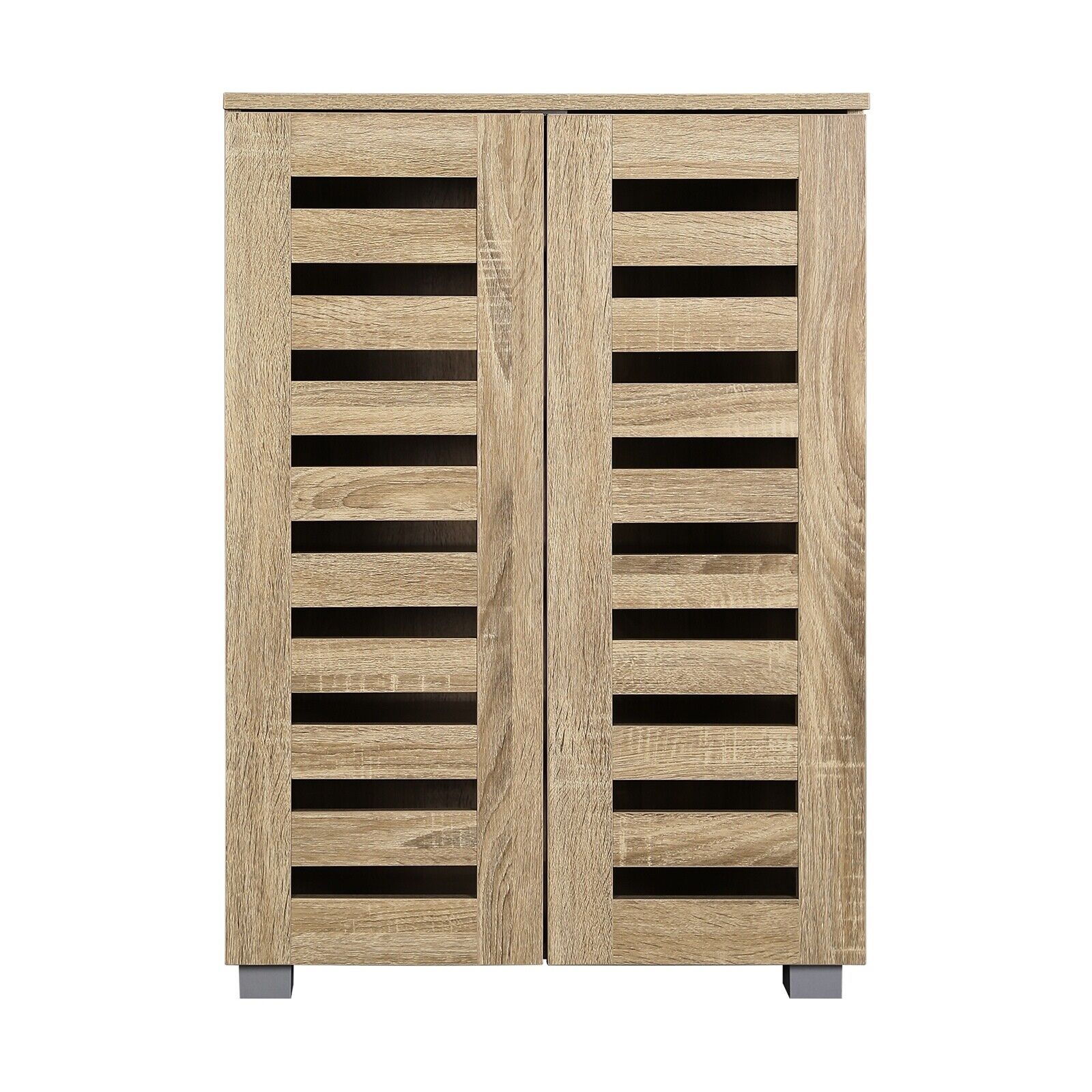 2 Doors 20 Pairs Wooden Shoes Rack Shoe Storage Cabinet