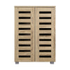 2 Doors 20 Pairs Wooden Shoes Rack Shoe Storage Cabinet