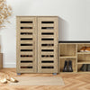 2 Doors 20 Pairs Wooden Shoes Rack Shoe Storage Cabinet