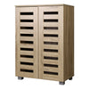 2 Doors 20 Pairs Wooden Shoes Rack Shoe Storage Cabinet