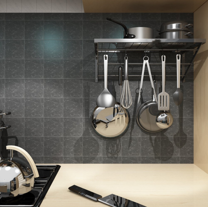 62cm Wall Mounted Kitchen Pot Pan Rack Holder Shelf