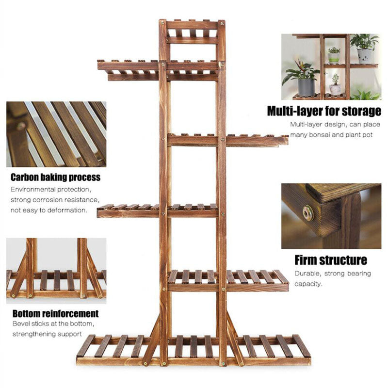 130cm High 6 Tiers Vertical Wood Plant Stand