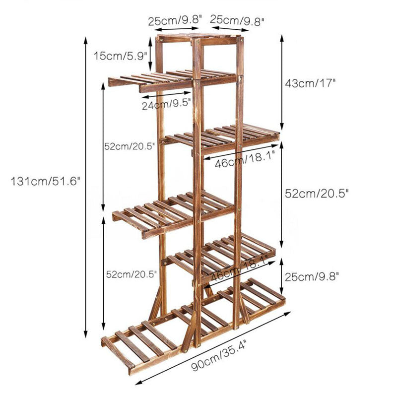 130cm High 6 Tiers Vertical Wood Plant Stand