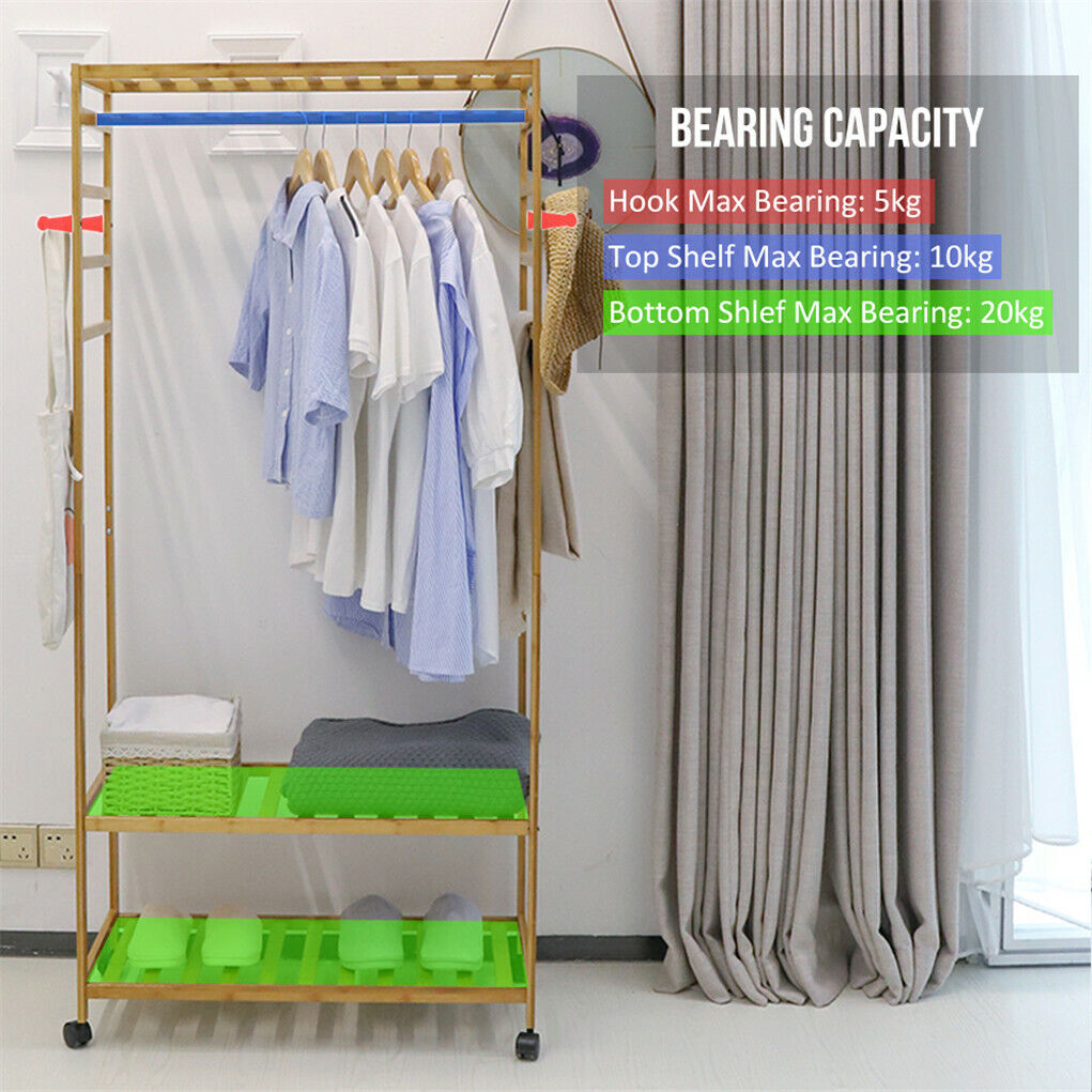 Strong Wooden Clothes Rail Scarf Cart Hanging Garment