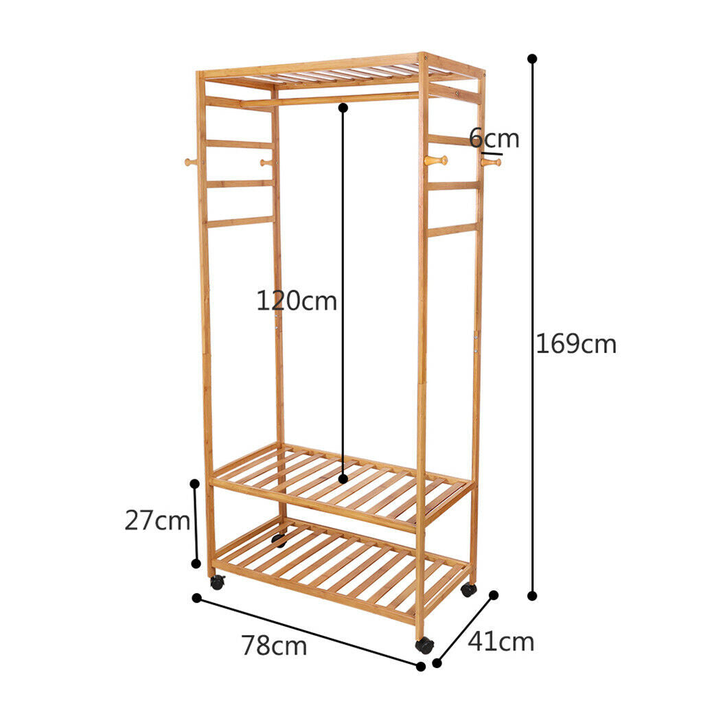 Strong Wooden Clothes Rail Scarf Cart Hanging Garment