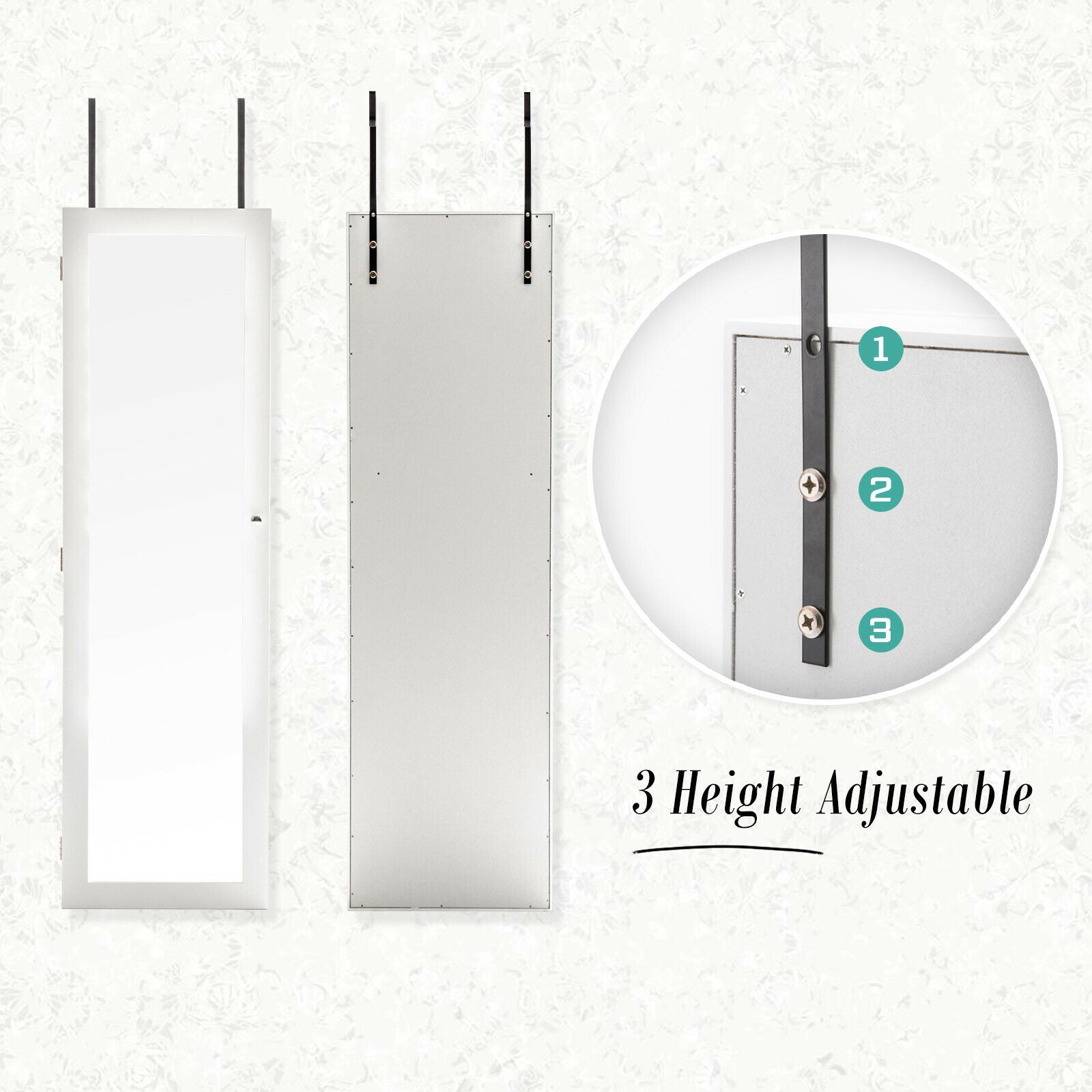 Mirror Jewellery Wall Swivel Cabinet Storage Makeup Organiser Drawer