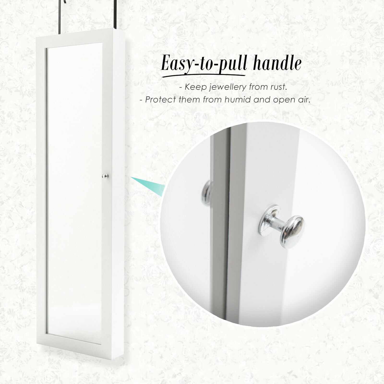 Mirror Jewellery Wall Swivel Cabinet Storage Makeup Organiser Drawer