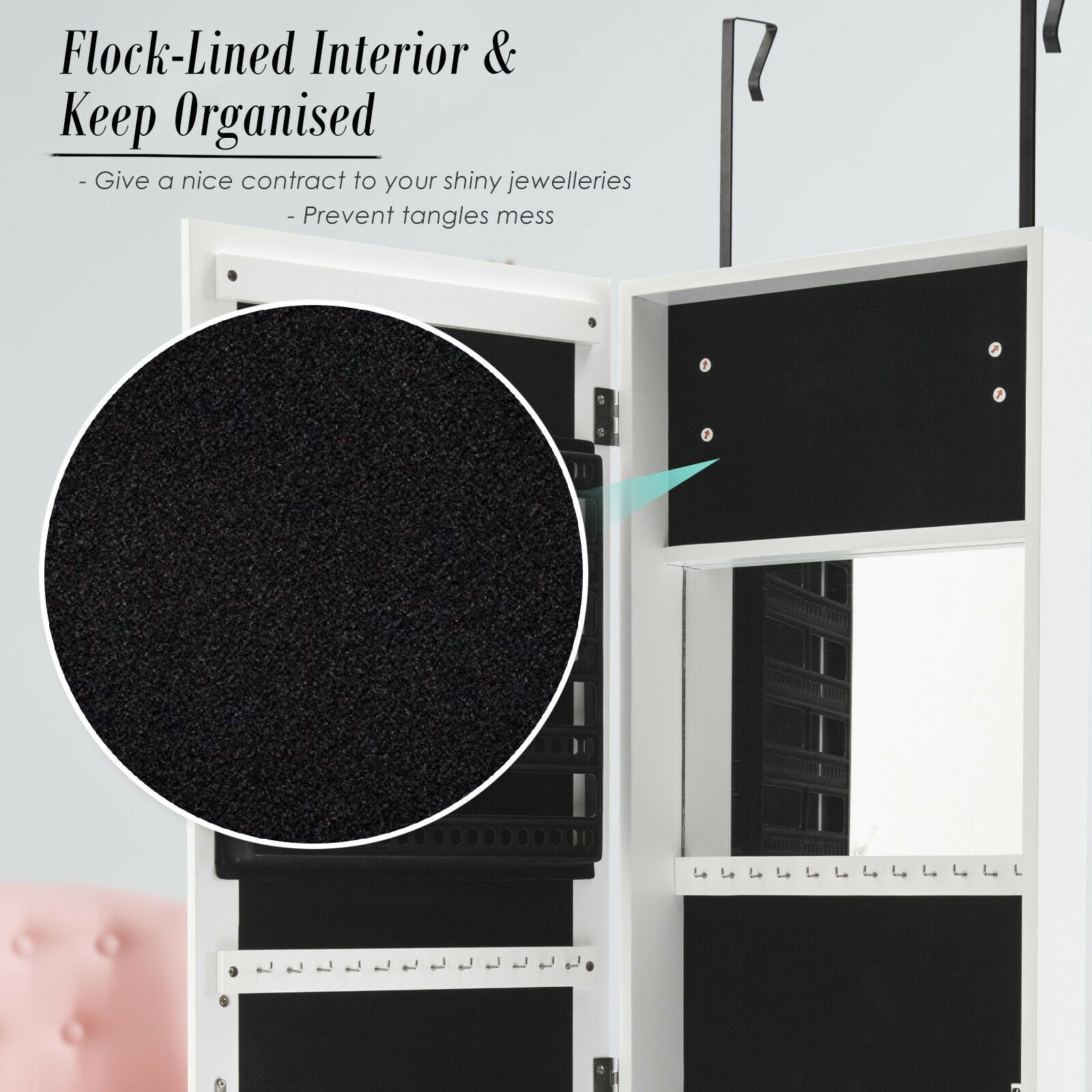 Mirror Jewellery Wall Swivel Cabinet Storage Makeup Organiser Drawer