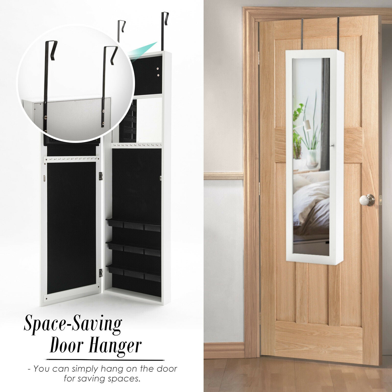 Mirror Jewellery Wall Swivel Cabinet Storage Makeup Organiser Drawer