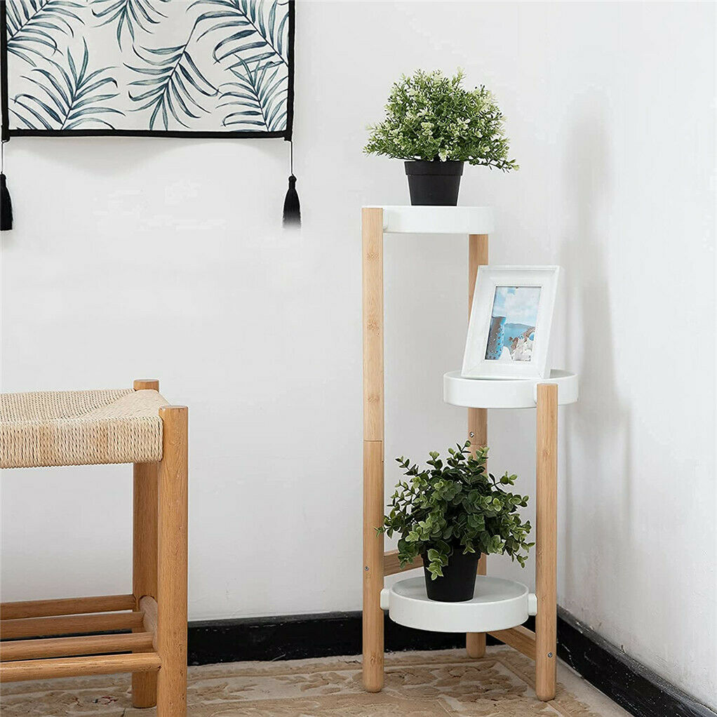 3/4 Tier Tall Plant Stand Bamboo Corner Plant Shelf